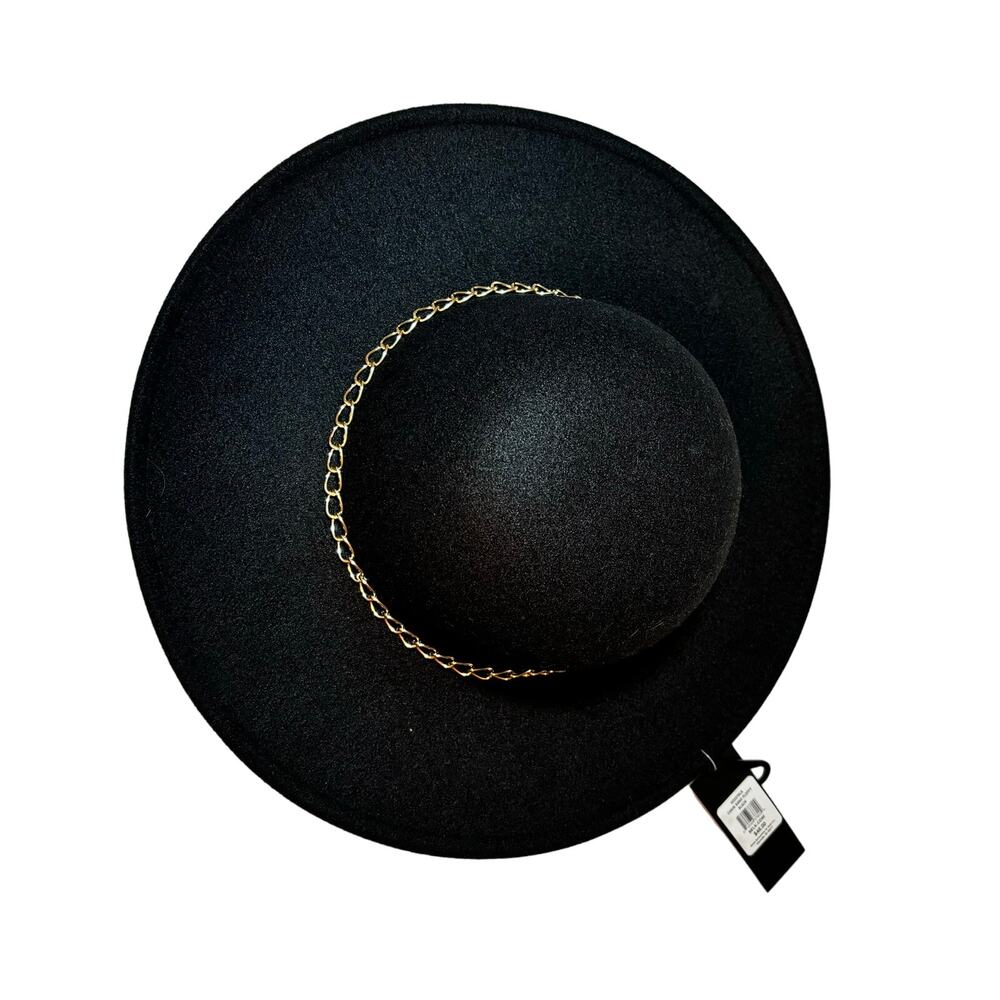 Marcus Adler Black Chain Band Floppy Hat Wool Blend NWT